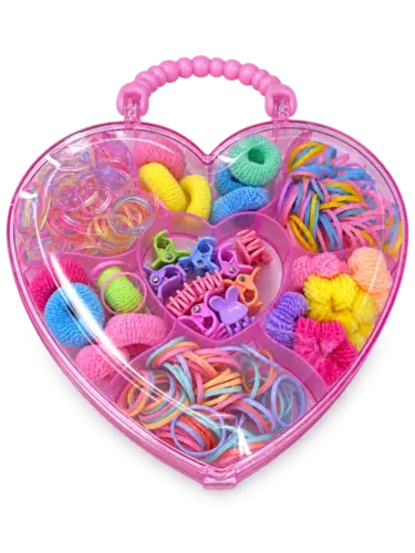 Acessórios de Cabelo Infantil Coração Elástico+Amarrador+Presilha