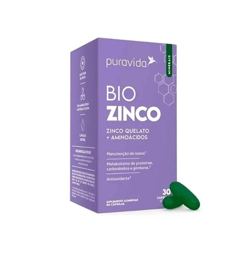 Zinco Quelato Bio Zinco Puravida 30 Cápsulas