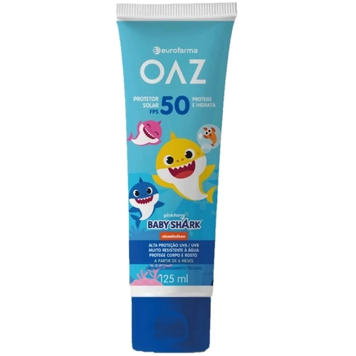 Protetor Solar Infantil OAZ Baby Shark Fps50 125ml - a partir de 6 meses