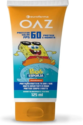 Protetor Solar Infantil OAZ Bob Esponja Fps60 125ml