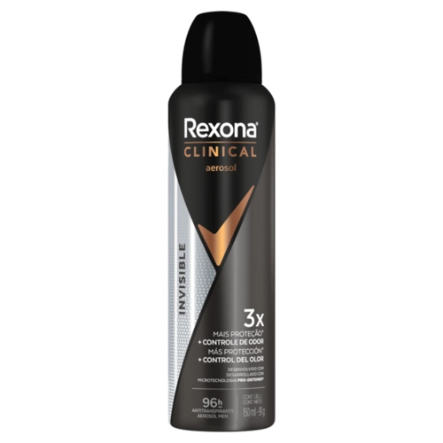 Desodorante Aerosol Rexona Clinical Masculino Invisible 150ml