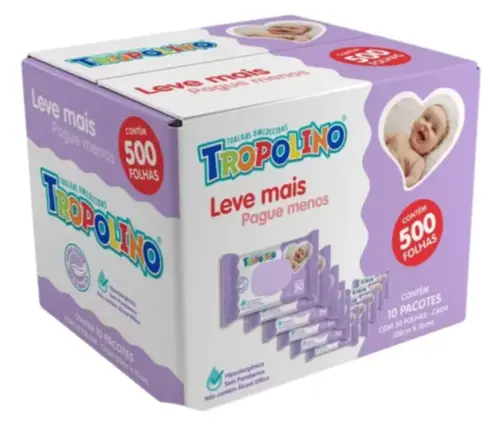 Toalha Umedecida Tropolino Leve 500 Pague 450