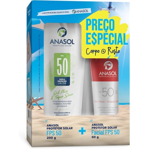 Kit Protetor Solar Anasol Fps50 Corporal 200G+Fps50 Facial 60G