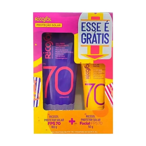 Kit Protetor Solar Ricosol Fps70 Corporal 180G + Fps70 Facial 50G
