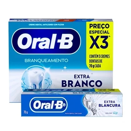 Kit Creme Dental Oral-B Extra Branco 70G 3 Unidades
