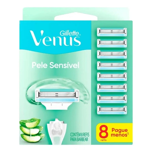 Carga Para Aparelho de Depilar Gillette Venus Pele Sensível 8 Unidades