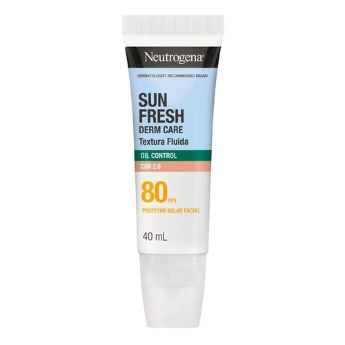 Protetor Solar Facial Neutrogena Sun Fresh Derm Care Oil Control Fluido Fps 80 Cor 2.0 40ml