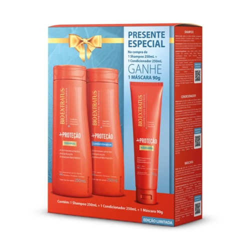Kit Bio Extratus +Proteção Shampoo 250ml + Condicionador 250ml Grátis Máscara 90g