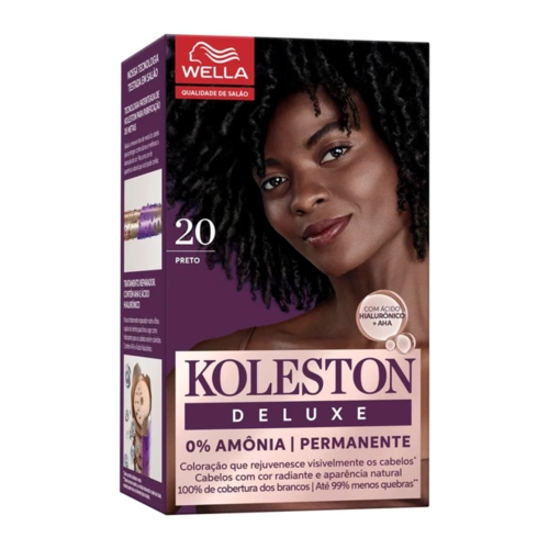 Kit Coloração Creme Koleston Deluxe 0% Amônia Permanente 20 Preto