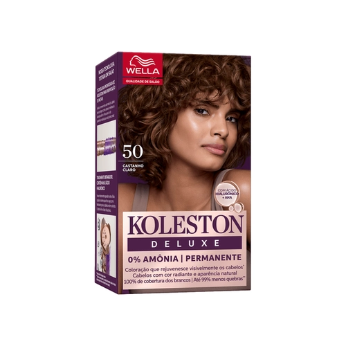 Kit Coloração Creme Koleston Deluxe 0% Amônia Permanente 50 Castanho Claro