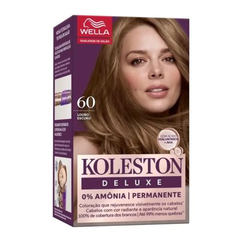 Kit Coloração Creme Koleston Deluxe 0% Amônia Permanente 60 Louro Escuro