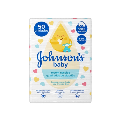 Algodão Quadrado Recém Nascido Johnson's Baby 50 Unidades