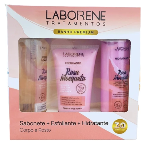 Kit Laborene Sabonete + Esfoliante + Hidratante Rosa Mosqueta