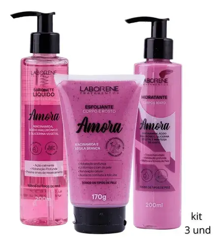 Kit Laborene Sabonete + Esfoliante + Hidratante Amora