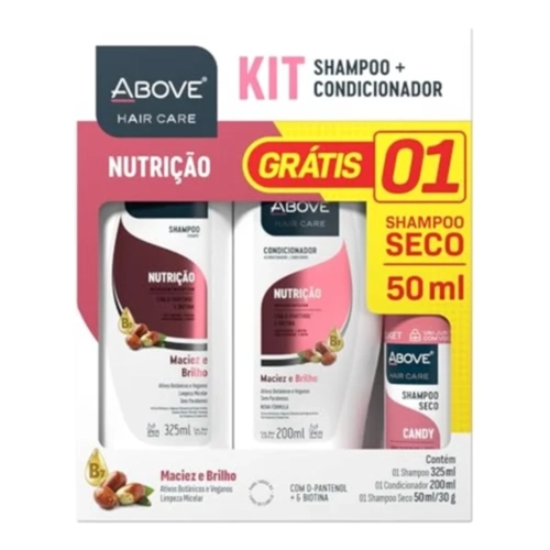 Kit Shampoo Above Nutrição 325ml + Condicionador 200ml Grátis Shampoo a Seco