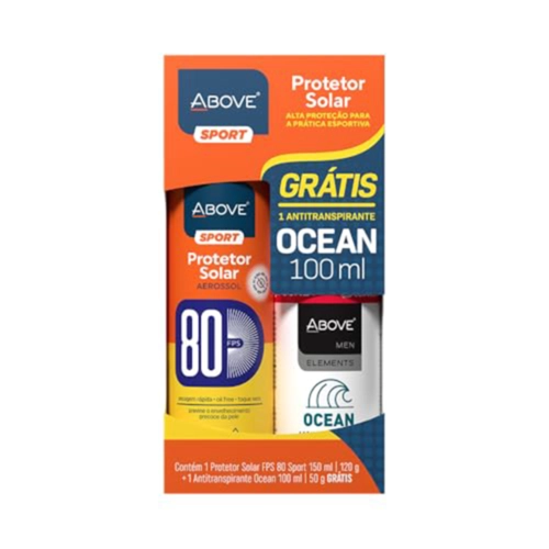 Kit Protetor Solar Above Sport Fps80 Aerosol 150ml Grátis Desodorante Aerosol Ocean Masculino 100Ml
