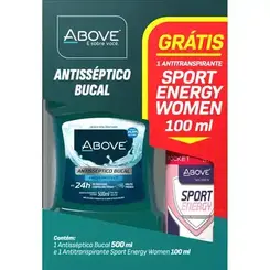 Kit Enxaguante Bucal Antisséptico Above Grátis Desodorante Aerosol Sport Energy Feminino 100ml