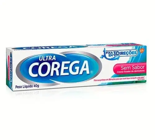 Creme Fixador de Dentadura Ultra Corega Max Fixação + Bloqueio Sem Sabor 40g