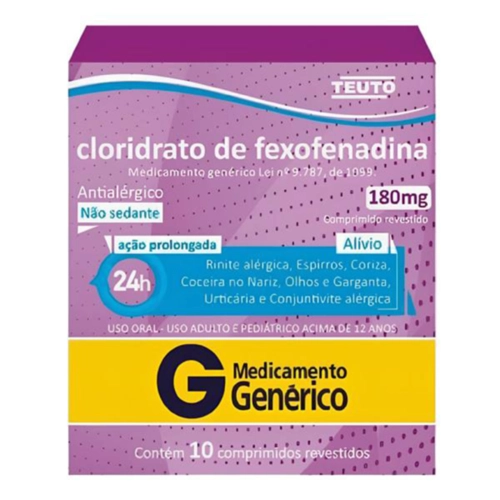 Cloridrato De Fexofenadina 180Mg 10 Comprimidos Teuto