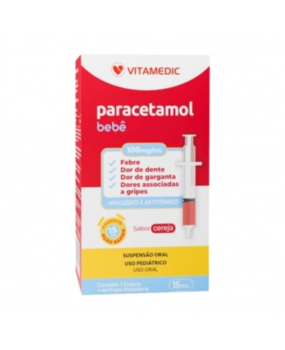 Paracetamol Bebê 100Mg 15Ml Sabor Cereja Vitamedic