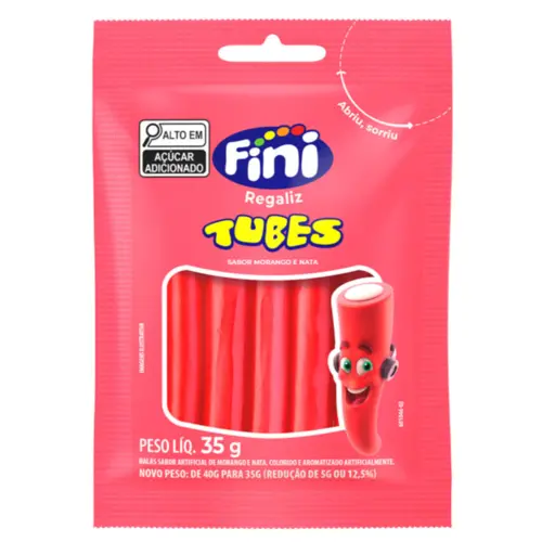 Bala Fini Gel Tubes Morango 35G