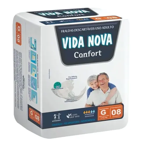 Fralda Geriatrica Vida Nova Comfort G 8 Unidades
