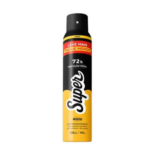 Desodorante Antitranspirante Aerosol Super Maculino Wood 250ml Leve Mais Pague Menos