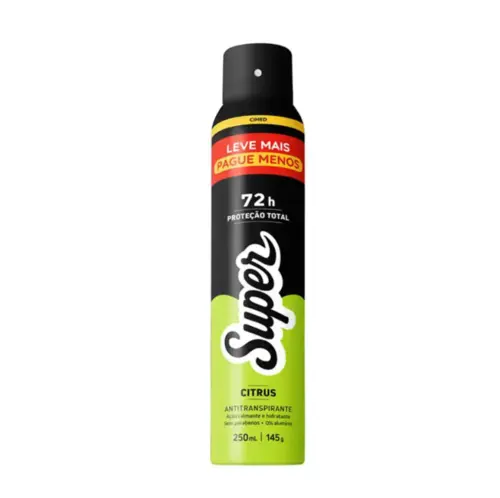 Desodorante Antitranspirante Aerosol Super Masculino Citrus 250ml Leve Mais Pague Menos