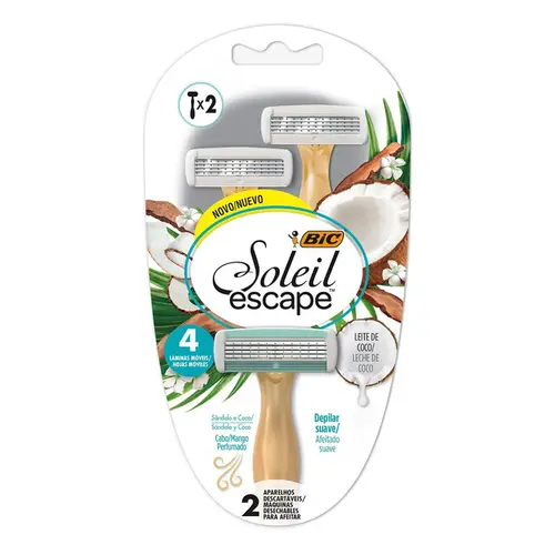 Aparelho De Depilar Bic Soleil Escape Leite de Coco 2 Unidades