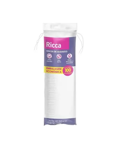 Algodão em Discos Ricca 100 Unidades Ref 822
