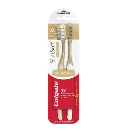 Kit Escova Dental Colgate Slim Soft Gold 2 Unidades