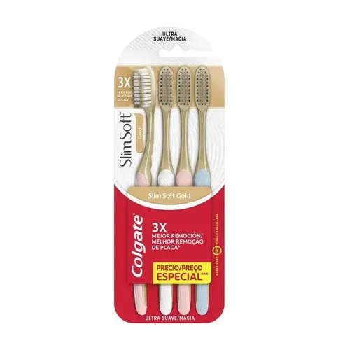 Kit Escova Dental Colgate Slim Soft Gold 4 Unidades