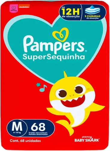 Fralda Pampers SuperSequinha Super M 68 Unidades