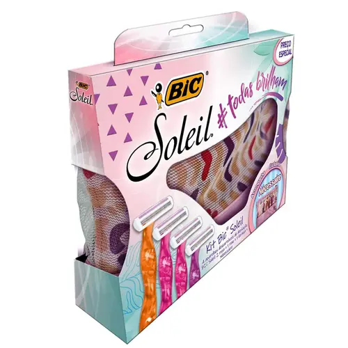 Kit Aparelho de Depilação Bic Soleil 4 Unidades + Necessáire