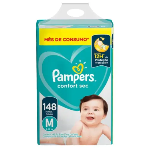 Fralda Pampers Confort Sec Jumbo M 148 Unidades