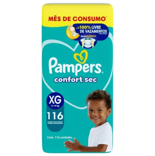 Fralda Pampers Confort Sec Jumbo Xg 116 Unidades