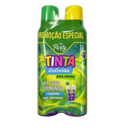 Kit Tinta Temporária Colorida Copa do Mundo Verde + Amarelo 2 Unidades