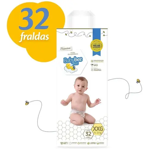 Fralda Baby Bee Free Dermoprotetora Xxg 32Un