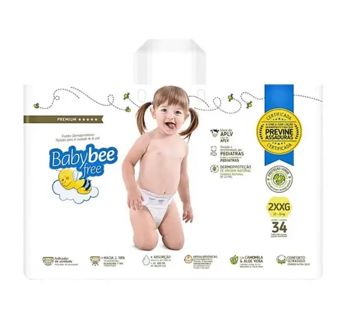 Fralda Baby Bee Free Dermoprotetora Xxxg 34Un