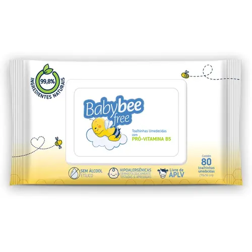 Toalha Umedecida Baby Bee Free Pró-Vitamina B5 80Un