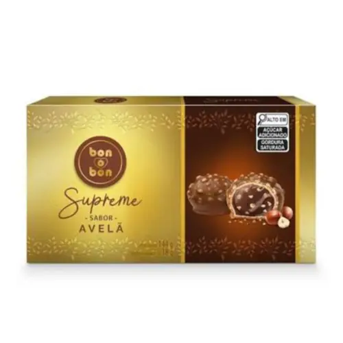 Bombom Bonobon Supreme Avelã Caixa 144G Com 8 Unidades