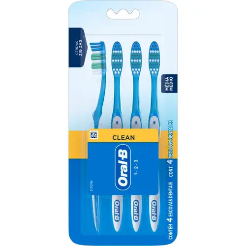 Kit Escova Dental Oral-B  1.2.3 Clean 4 Unidades