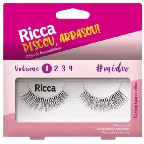Cílios Postiços Ricca Basic Volume 01 Efeito Máscara Ref 2673