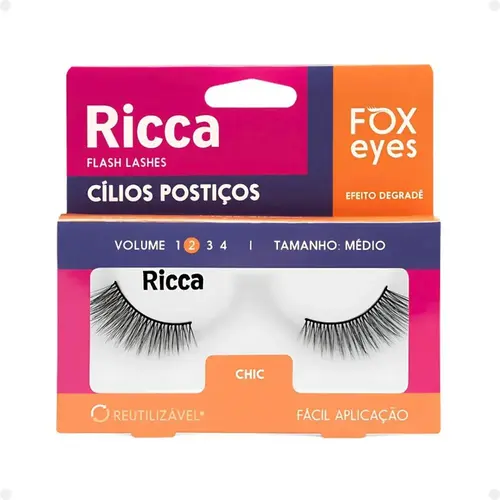 Cílios Postiços Ricca Fox Eyes Volume 02 Chic Efeito Degradê Ref 2692