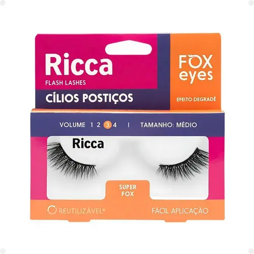Cílios Postiços Ricca Fox Eyes Volume 02 Super Fox Efeito Degradê Ref 2696