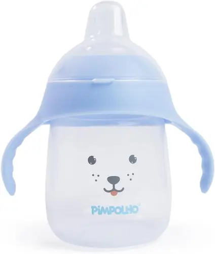 Copo De Treinamento Cachorro Com Alça E Tampa 240Ml Pimpolho Cor Azul