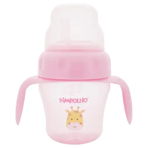 Copo De Treinamento Com Alça E Bico Flexível 150Ml Pimpolho Cor Rosa