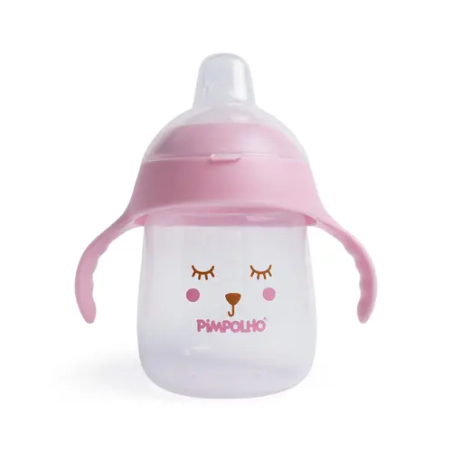 Copo De Treinamento Urso Com Alça E Tampa 240Ml Pimpolho Cor Rosa