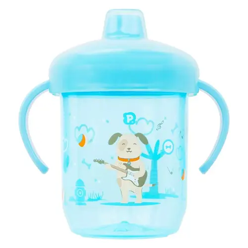 Copo De Treinamento Com Alça E Tampa Com Bico Rígido 240Ml Pimpolho Cor Azul