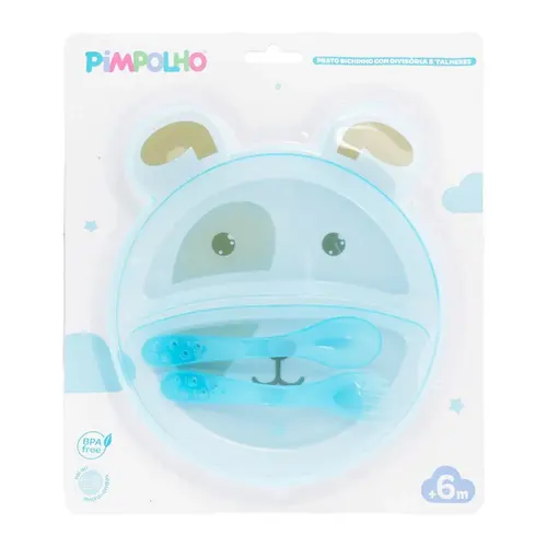 Kit Prato Com Divisoria E Talher Cachorro Pìmpolho